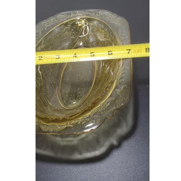 FEDERAL MADRID AMBER YELLOW DEPRESSION GLASS 1932 - 1939, 10" Oval Serving Bowl - Picture 6 of 6